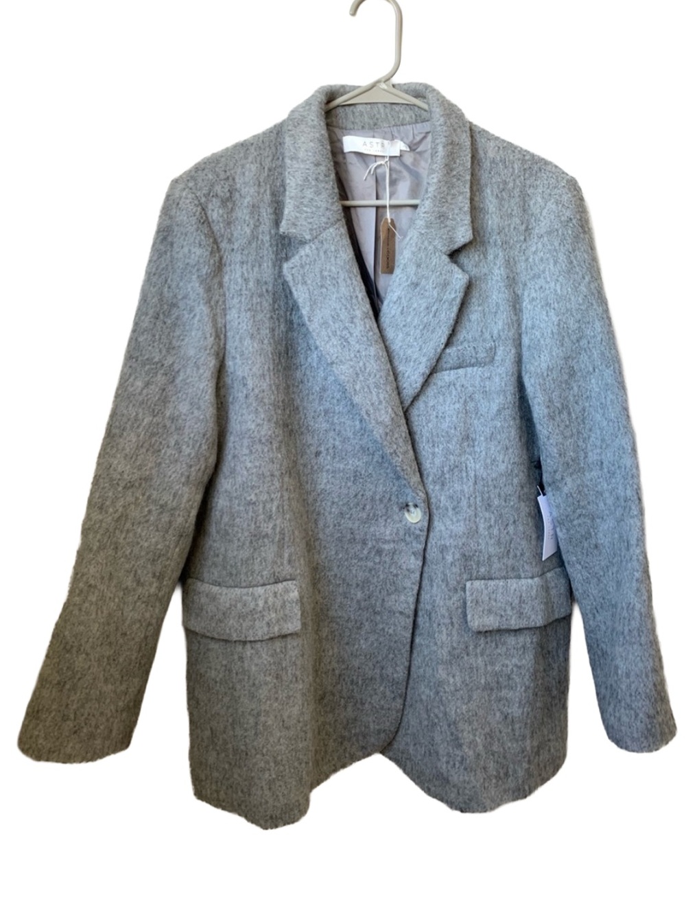 Astr Gray Single-Button Wool Blend Blazer